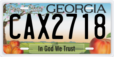 GA license plate CAX2718