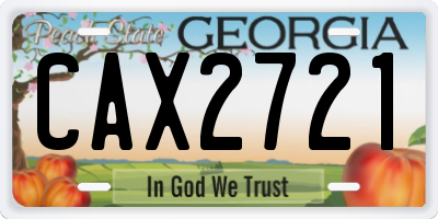 GA license plate CAX2721