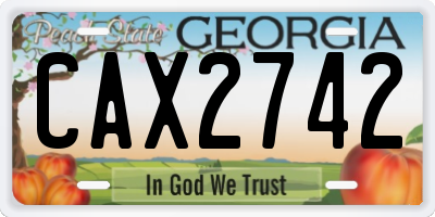 GA license plate CAX2742