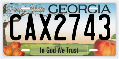 GA license plate CAX2743