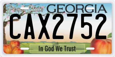 GA license plate CAX2752