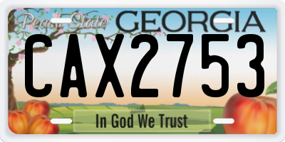 GA license plate CAX2753