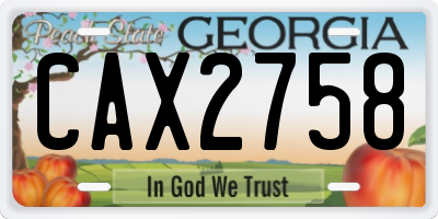 GA license plate CAX2758