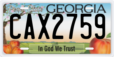 GA license plate CAX2759