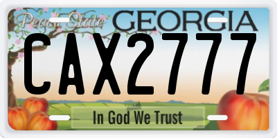 GA license plate CAX2777