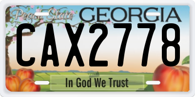 GA license plate CAX2778