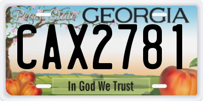 GA license plate CAX2781