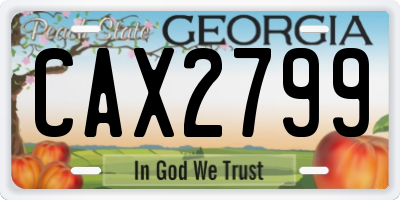 GA license plate CAX2799