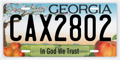 GA license plate CAX2802
