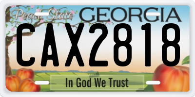 GA license plate CAX2818