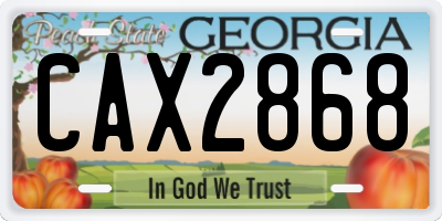 GA license plate CAX2868
