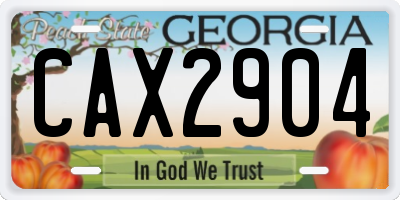 GA license plate CAX2904