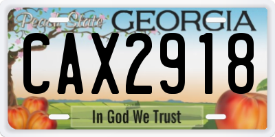 GA license plate CAX2918