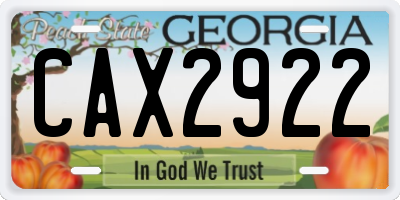 GA license plate CAX2922