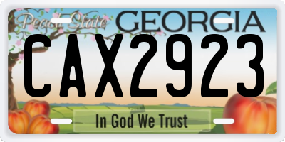 GA license plate CAX2923