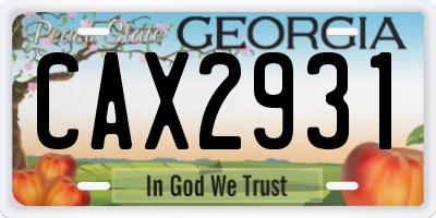 GA license plate CAX2931