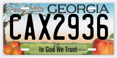 GA license plate CAX2936