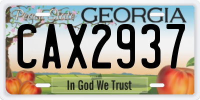 GA license plate CAX2937