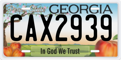 GA license plate CAX2939