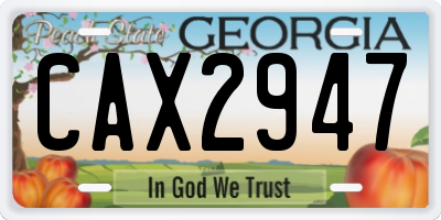 GA license plate CAX2947
