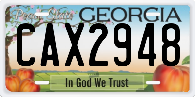 GA license plate CAX2948