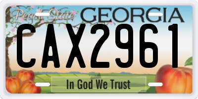 GA license plate CAX2961