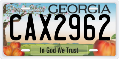 GA license plate CAX2962