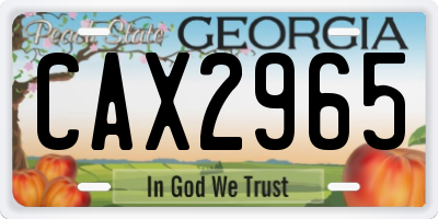 GA license plate CAX2965