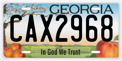 GA license plate CAX2968