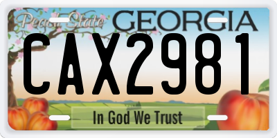 GA license plate CAX2981