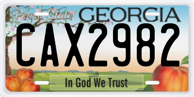 GA license plate CAX2982