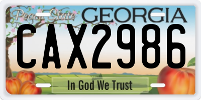 GA license plate CAX2986