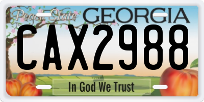 GA license plate CAX2988