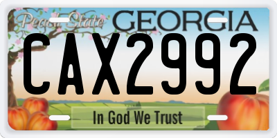 GA license plate CAX2992