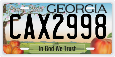 GA license plate CAX2998