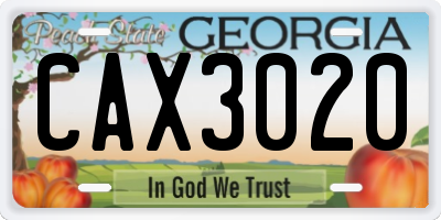 GA license plate CAX3020