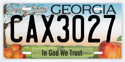 GA license plate CAX3027