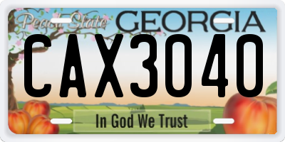 GA license plate CAX3040