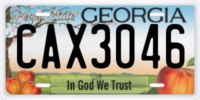 GA license plate CAX3046