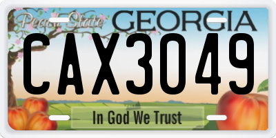 GA license plate CAX3049