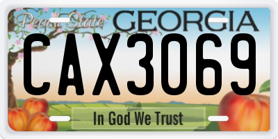 GA license plate CAX3069