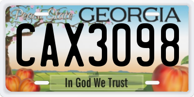 GA license plate CAX3098
