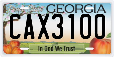 GA license plate CAX3100