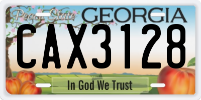 GA license plate CAX3128