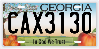 GA license plate CAX3130