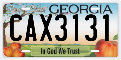GA license plate CAX3131