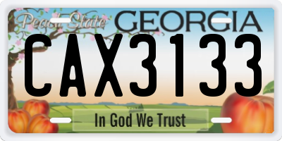 GA license plate CAX3133