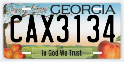 GA license plate CAX3134