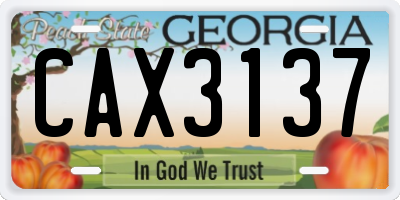 GA license plate CAX3137