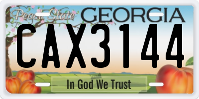 GA license plate CAX3144